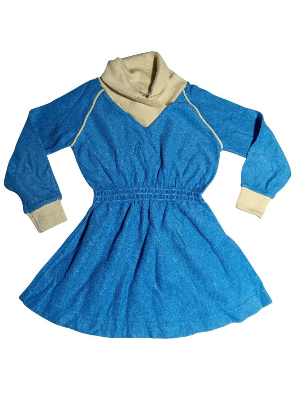 Vintage Girls 3T Dress 80's Valley Girl Velour Elastic Waist Cowl Neck V-Neck